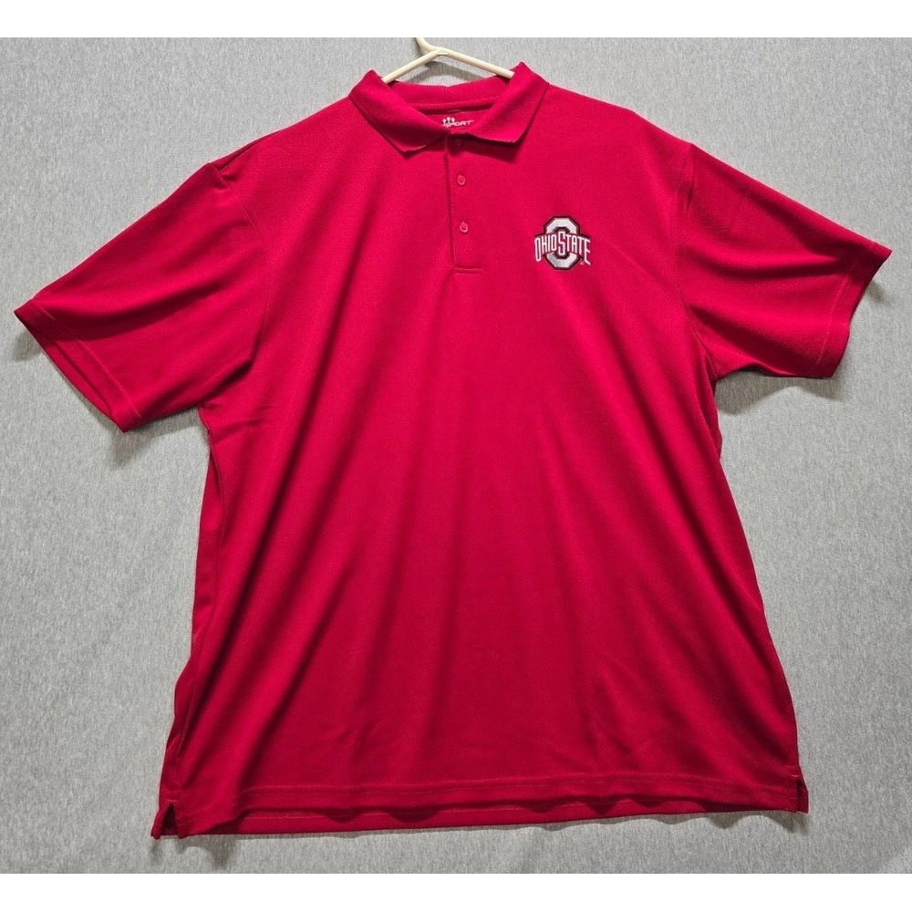 Vansport Polo Shirt Mens XL Red Logo NCAA Ohio State Buckeyes College Football